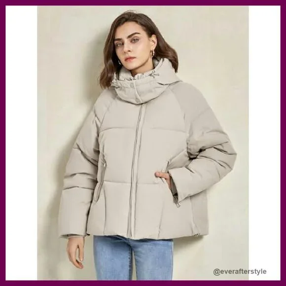Puffer Jacket Hooded Quilted Lightweight Winter Coat Chic Minimal Warm
